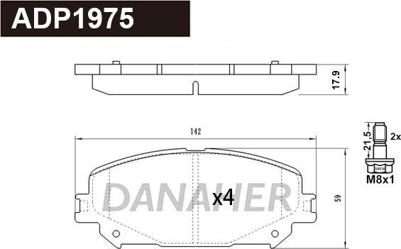 Danaher ADP1975 - Гальмівні колодки, дискові гальма autocars.com.ua
