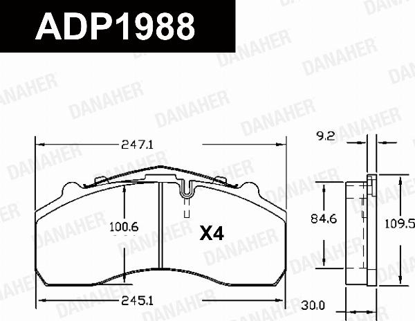 Danaher ADP1988 - Гальмівні колодки, дискові гальма autocars.com.ua