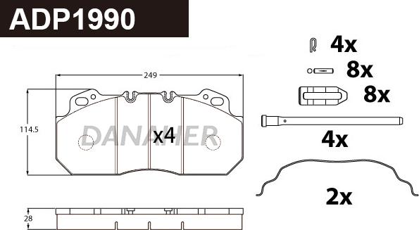 Danaher ADP1990 - Гальмівні колодки, дискові гальма autocars.com.ua
