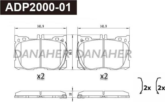 Danaher ADP2000-01 - Гальмівні колодки, дискові гальма autocars.com.ua