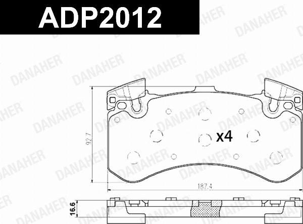 Danaher ADP2012 - Гальмівні колодки, дискові гальма autocars.com.ua