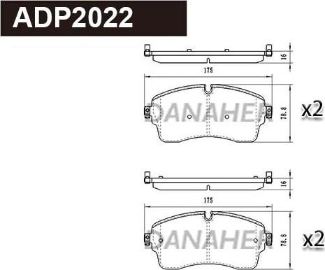 Danaher ADP2022 - Тормозные колодки, дисковые, комплект autodnr.net