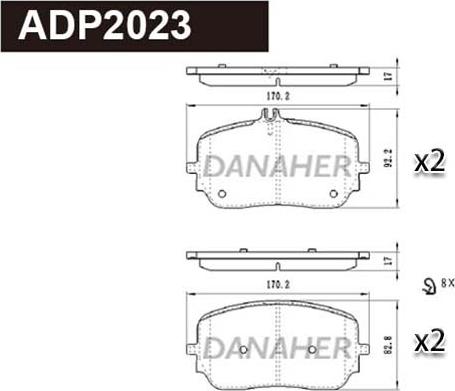 Danaher ADP2023 - Гальмівні колодки, дискові гальма autocars.com.ua