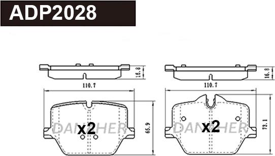 Danaher ADP2028 - Гальмівні колодки, дискові гальма autocars.com.ua