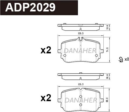 Danaher ADP2029 - Гальмівні колодки, дискові гальма autocars.com.ua