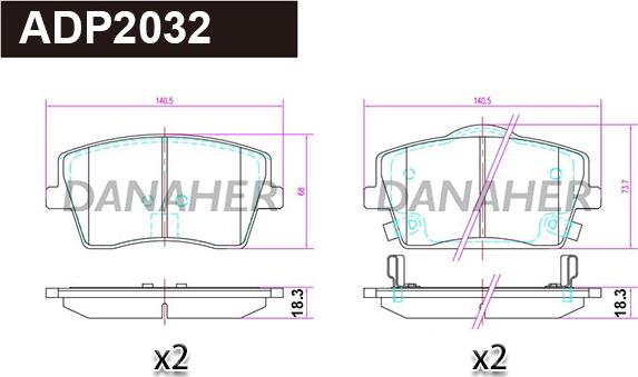 Danaher ADP2032 - Гальмівні колодки, дискові гальма autocars.com.ua