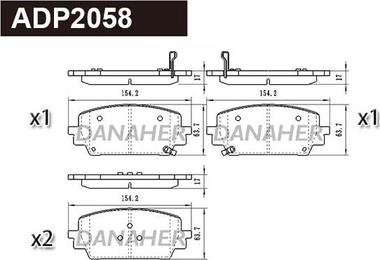 Danaher ADP2058 - Гальмівні колодки, дискові гальма autocars.com.ua
