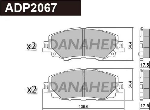 Danaher ADP2067 - Гальмівні колодки, дискові гальма autocars.com.ua