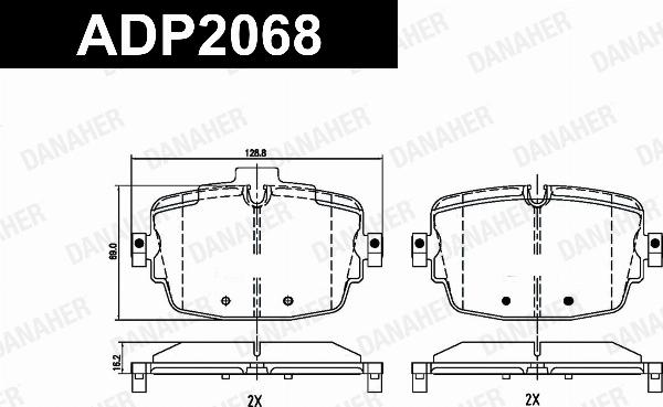 Danaher ADP2068 - Гальмівні колодки, дискові гальма autocars.com.ua