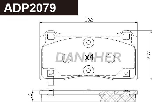 Danaher ADP2079 - Гальмівні колодки, дискові гальма autocars.com.ua