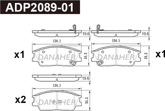 Danaher ADP2089-01 - Гальмівні колодки, дискові гальма autocars.com.ua