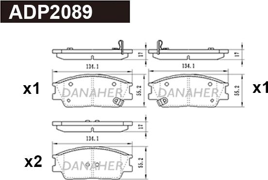 Danaher ADP2089 - Гальмівні колодки, дискові гальма autocars.com.ua