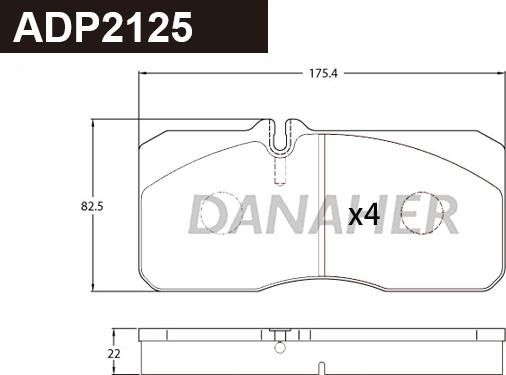 Danaher ADP2125 - Гальмівні колодки, дискові гальма autocars.com.ua