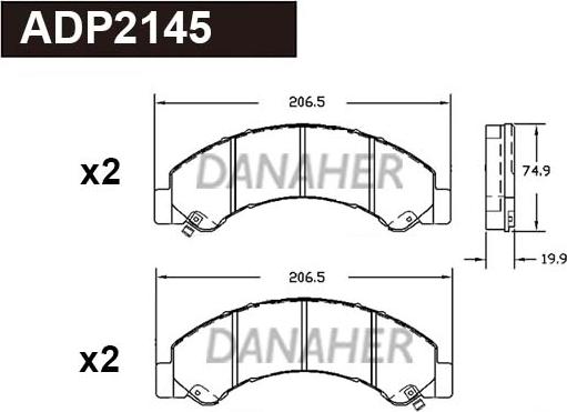 Danaher ADP2145 - Гальмівні колодки, дискові гальма autocars.com.ua