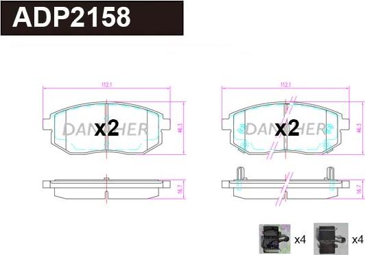 Danaher ADP2158 - Гальмівні колодки, дискові гальма autocars.com.ua