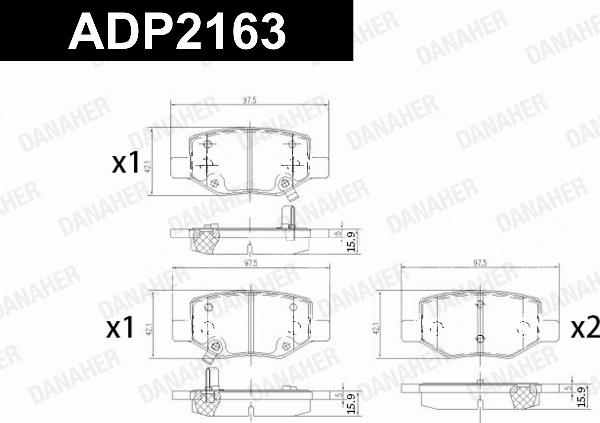 Danaher ADP2163 - Гальмівні колодки, дискові гальма autocars.com.ua