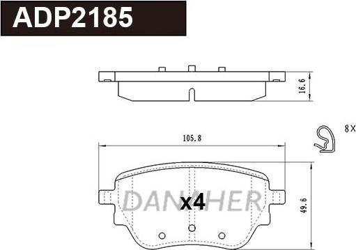 Danaher ADP2185 - Гальмівні колодки, дискові гальма autocars.com.ua