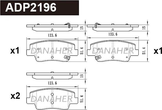 Danaher ADP2196 - Гальмівні колодки, дискові гальма autocars.com.ua