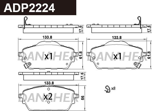 Danaher ADP2224 - Гальмівні колодки, дискові гальма autocars.com.ua