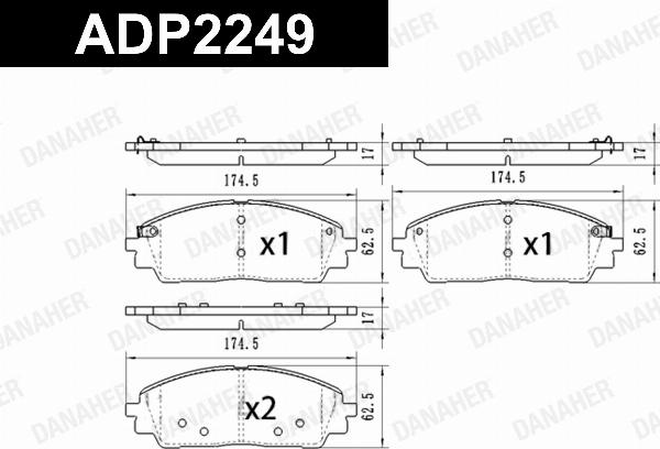 Danaher ADP2249 - Гальмівні колодки, дискові гальма autocars.com.ua