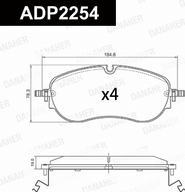 Danaher ADP2254 - Гальмівні колодки, дискові гальма autocars.com.ua