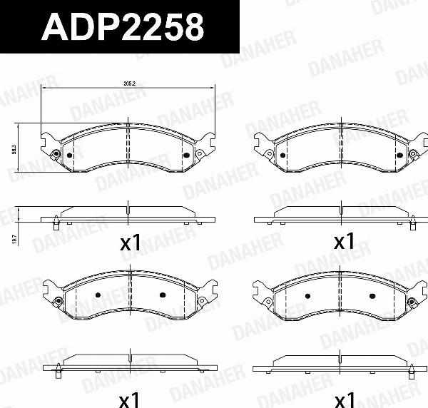 Danaher ADP2258 - Гальмівні колодки, дискові гальма autocars.com.ua