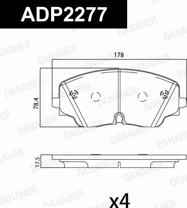 Danaher ADP2277 - Гальмівні колодки, дискові гальма autocars.com.ua