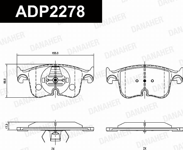 Danaher ADP2278 - Гальмівні колодки, дискові гальма autocars.com.ua