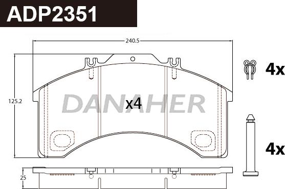 Danaher ADP2351 - Гальмівні колодки, дискові гальма autocars.com.ua