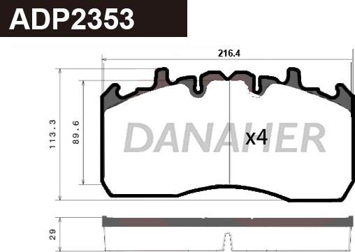 Danaher ADP2353 - Гальмівні колодки, дискові гальма autocars.com.ua