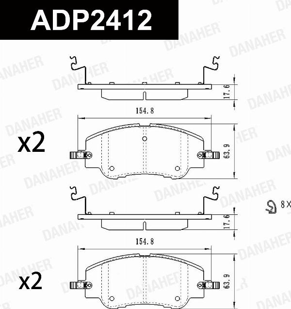 Danaher ADP2412 - Гальмівні колодки, дискові гальма autocars.com.ua