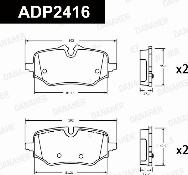 Danaher ADP2416 - Гальмівні колодки, дискові гальма autocars.com.ua