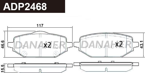 Danaher ADP2468 - Гальмівні колодки, дискові гальма autocars.com.ua