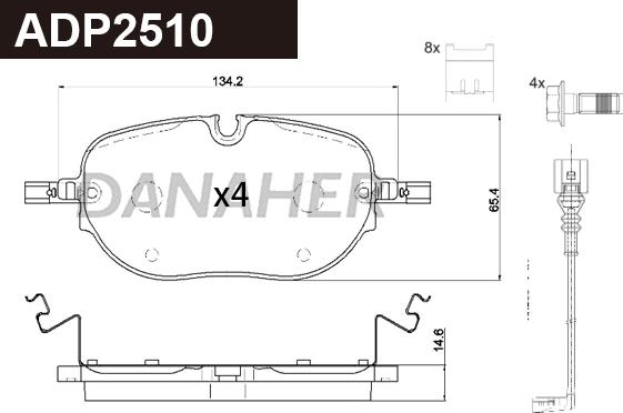 Danaher ADP2510 - Тормозные колодки, дисковые, комплект autodnr.net