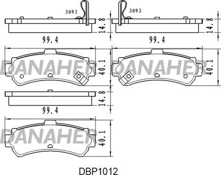 Danaher DBP1012 - Тормозные колодки, дисковые, комплект autodnr.net