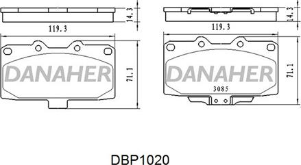 Danaher DBP1020 - Гальмівні колодки, дискові гальма autocars.com.ua