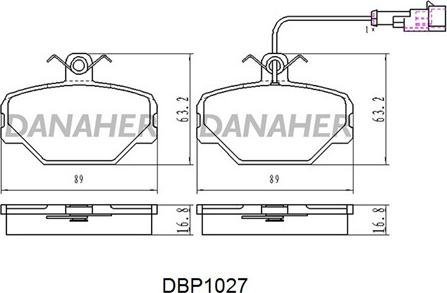 Danaher DBP1027 - Гальмівні колодки, дискові гальма autocars.com.ua