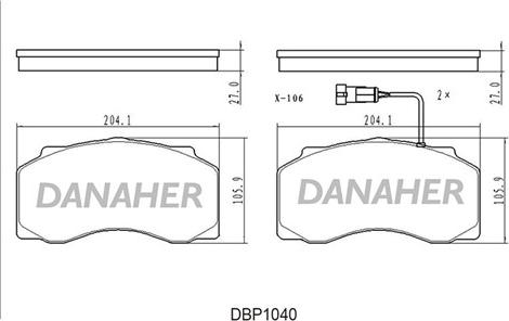 Danaher DBP1040 - Гальмівні колодки, дискові гальма autocars.com.ua