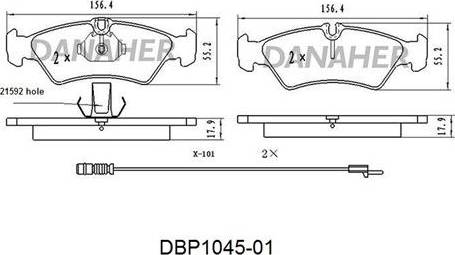 Danaher DBP1045-01 - Гальмівні колодки, дискові гальма autocars.com.ua