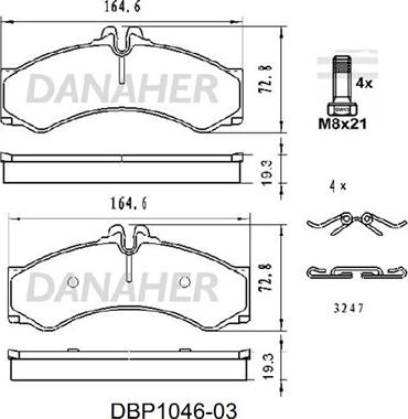 Danaher DBP1046-03 - Гальмівні колодки, дискові гальма autocars.com.ua