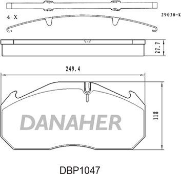 Danaher DBP1047 - Гальмівні колодки, дискові гальма autocars.com.ua