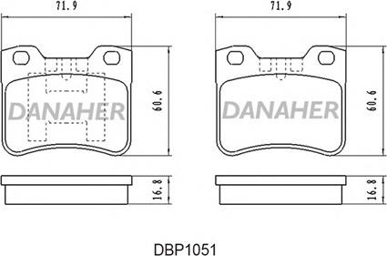 Danaher DBP1051 - Гальмівні колодки, дискові гальма autocars.com.ua