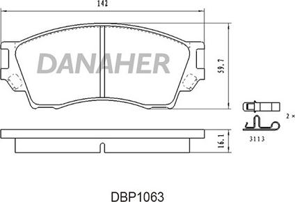 Danaher DBP1063 - Тормозные колодки, дисковые, комплект autodnr.net