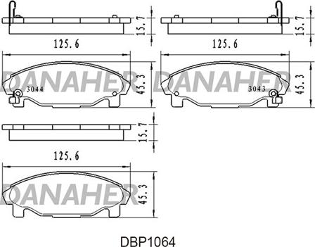 Danaher DBP1064 - Тормозные колодки, дисковые, комплект autodnr.net