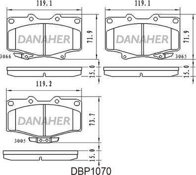 Danaher DBP1070 - Гальмівні колодки, дискові гальма autocars.com.ua