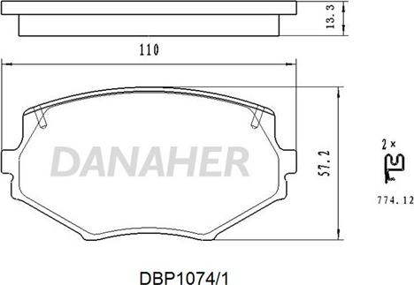 Danaher DBP1074/1 - Гальмівні колодки, дискові гальма autocars.com.ua