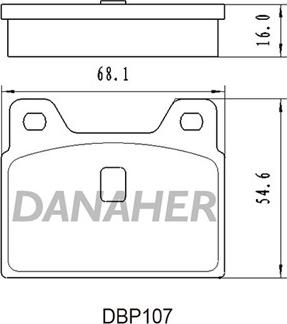 Danaher DBP107 - Гальмівні колодки, дискові гальма autocars.com.ua