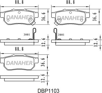 Danaher DBP1103 - Тормозные колодки, дисковые, комплект autodnr.net