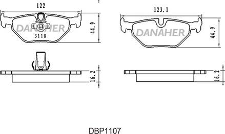 Danaher DBP1107 - Тормозные колодки, дисковые, комплект autodnr.net