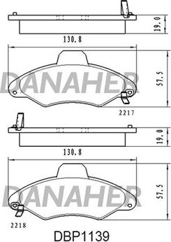 Danaher DBP1139 - Гальмівні колодки, дискові гальма autocars.com.ua